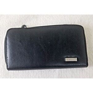 Rosetti Zip‎ Around Black Wallet Check Book Cash/Coins Credit Cards Receipts
